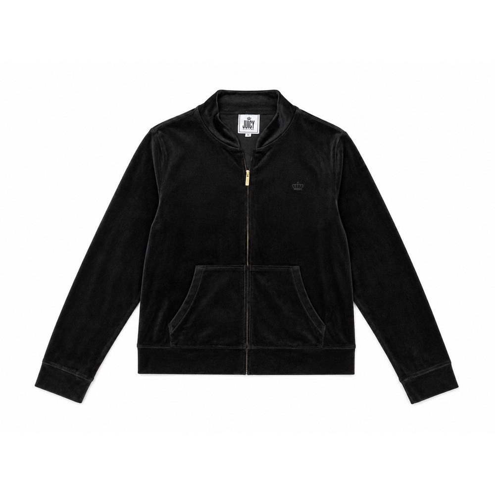 Juicy by‎ Juicy Couture Black Velour Zip Track Jacket Women's XXL Y2K